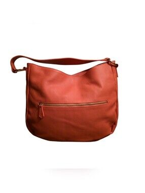 Laggo "The Taylor" Coral Pebbled Leather Hobo Shoulder Bag EUC